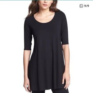 Eileen Fisher Silk Swing A-line 3/4 Sleeve Tunic Top Sz L